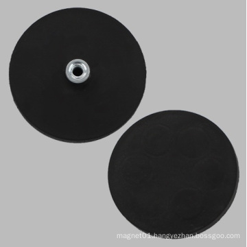 Black Rubber Base Round Magnet with Pem Nut